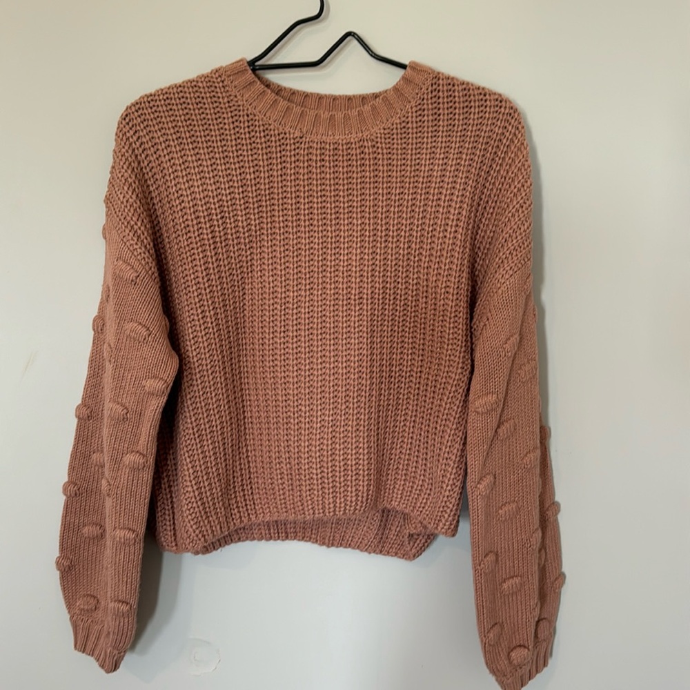 Jessica Simpson nude pink medium polka dot sleeve sweater